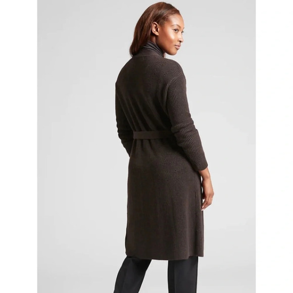 Athleta Scenic Wrap Cardigan Sweater Size XS Walnut Brown Cozy Long Merino Wool - Picture 2 of 10